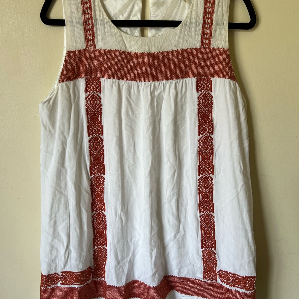 Anthropologie THML Tunic Dress Short sleeve Embroidered Boho Size L